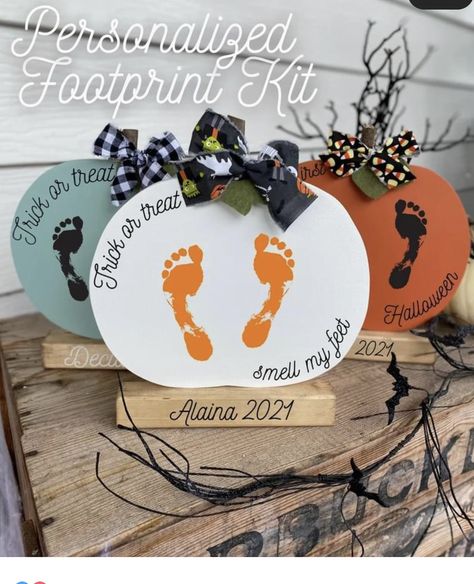 Pumpkin Footprint, Baby Footprint Crafts, Diy Craft For Kids, Cutest Pumpkin In The Patch, Footprint Crafts, Baby Art Projects, Baby First Halloween, Children Activities, Halloween Arts And Crafts