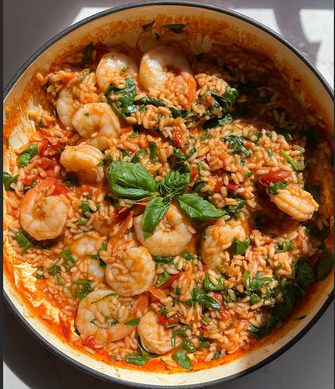 Giada's One Pan Italian Shrimp and Rice Shrimp And Rice Dishes, Italian Shrimp, Shrimp And Rice Recipes, Giada Recipes, Shrimp And Rice, Arborio Rice, Fish Dinner, Dinner Sides, One Pan