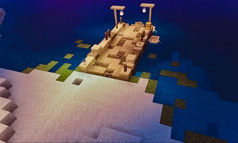 Minecraft Dock Cottagecore, Boat Racks Minecraft, Minecraft Dock Aesthetic, Minecraft Boat Docs, Minecraft Dock Ideas Aesthetic, Minecraft Fishing Dock Aesthetic, Minecraft Jetty, Fishing Area Minecraft, Minecraft Dock Design Aesthetic