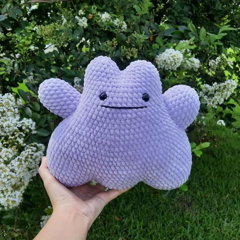 Ditto 💜 Pattern by @catknit_ #crochet #Pokémon #amigurumi #crochetpokemon #ditto #crochetplushie Crochet Plushies Pattern Free, Crochet Plushies Pattern, Plushies Pattern, Crochet Pokemon, Crochet Plushies, Crochet Design Pattern, Crochet Design, Pattern Free, Crochet Designs