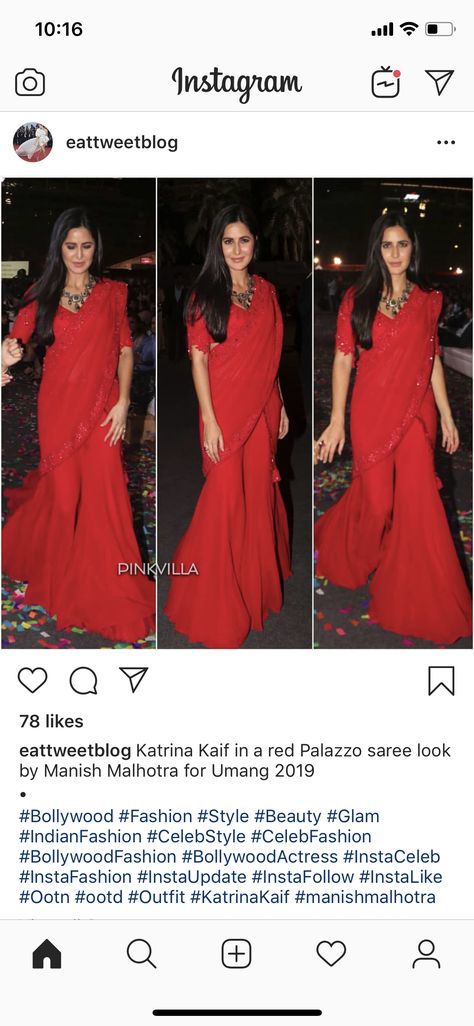 Palazzo Saree #manishmalhotra #katrinakaif Palazzo Saree For Wedding, Palazzo Saree Style, Palazzo Styles, Palazzo Saree, Plazo Outfits, Farewell Dress, Bday Dress, Farewell Dresses, Cotton Kurti Designs