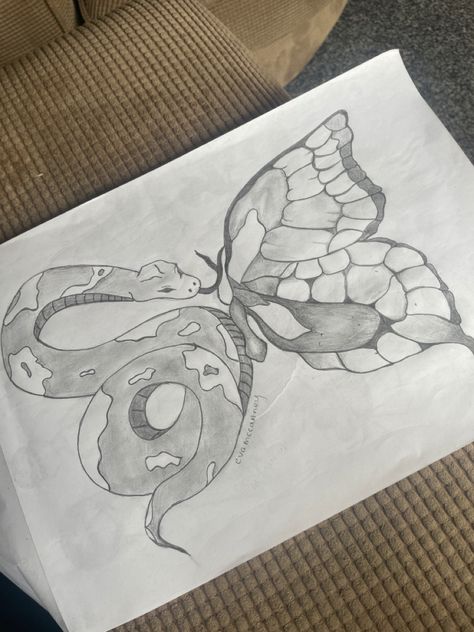 Butterfly And Snake Drawing, Butterfly Snake Drawing, Snake Butterfly Drawing, Snake Sketch Pencil, Butterfly Sketch Pencil, Snake Drawing Sketches, Snake And Butterfly, Club Drawing, Snake Sketch