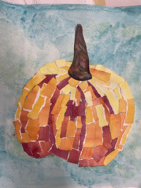 Pumpkin Collage Art, Pumpkin Art Kindergarten, Pumpkin Paintings, Art Docent, Collage Projects, Pumpkin House, Art Teaching, Art Camp, Fall Art