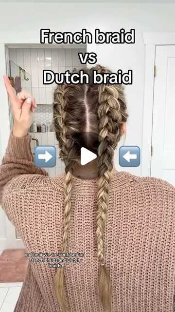 Lainey Ostrom on Instagram: "Just posted this as a reel and it cut off after 60 seconds 🤦🏼‍♀️sorry about that! Reposting! Dutch braid vs French. Which is your fav??? -  #dutchbraid #dutchbraids #dutchbraidstyle #dutchbraidtutorial #frenchbraids #frenchbraidstyle #frenchbraidtutorial #beginnerbraid #beginnerbraider" Cool Ways To Braid Your Hair, French Dutch Braids, Dutch Braid Tips, Easy Double Braid Hairstyles, Double Braided Hairstyles, How To Double Dutch Braid, 2 Braids Into A Ponytail, How To Do 2 French Braids On Yourself, Braid Hairstyles For White Women