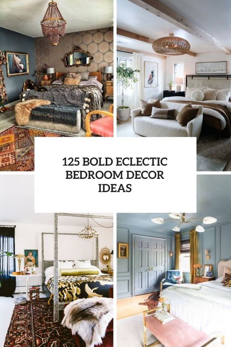 bold eclectic bedroom decor ideas cover Moody Eclectic Bedroom, Eclectic Bedroom Decor, Colorful Eclectic Bedroom, Black Leather Bed, Modern Wooden Bed, Bold Bedding, Industrial Decor Bedroom, 80s Bedroom Aesthetic, Eclectic Decor Bedroom