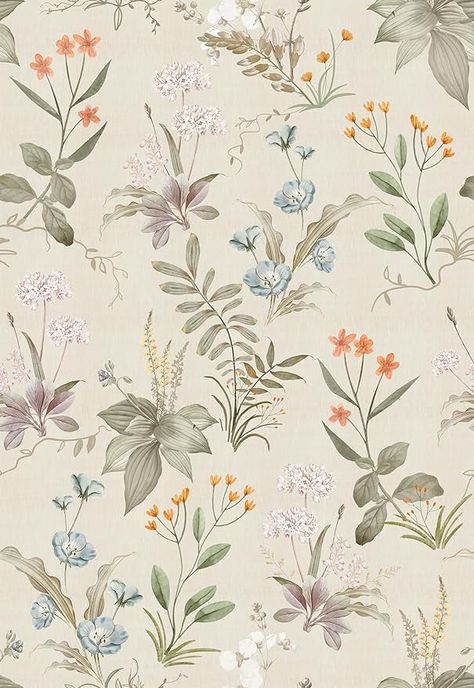 Embroidery Print Design, Wallpaper Wildflowers, Beige Floral Wallpaper, Wildflower Wallpaper, Floral Design Wallpaper, Floral Wallpaper Bedroom, Cottage Wallpaper, Winter Florals, Parisian Decor