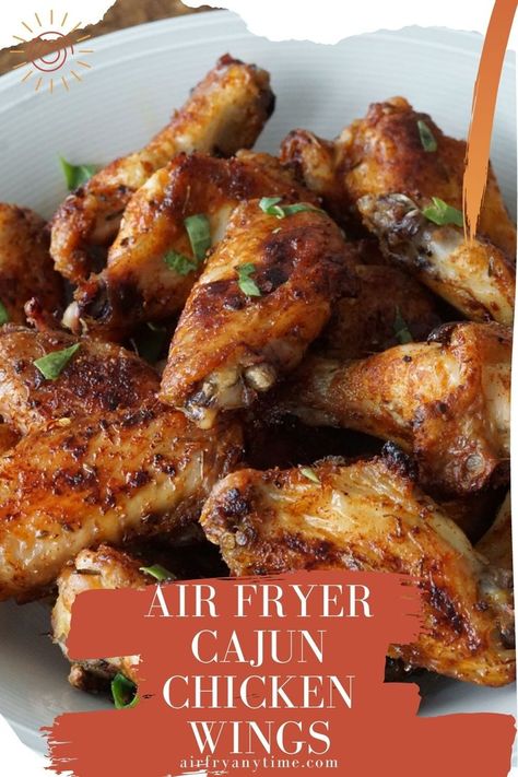 Cajun flavored chicken wings Wings Spicy, Air Fryer Recipes Chicken Wings, Dry Rub Chicken Wings, Easy Chicken Wings, Dry Rub For Chicken, Air Fryer Wings, Crispy Chicken Wings, Air Fryer Chicken Wings, Air Fry Recipes