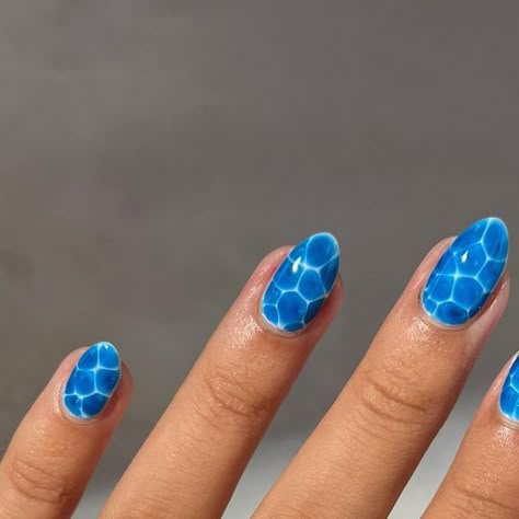 Samantha 🌹 on Instagram: "yeah @basecoatstories way of doing pool water nails is the superior method 💙" River Nails Designs, Pool Themed Nails, Pool Water Nails Design, Summer Water Nails, Swimming Pool Nails, Pool Nails Designs, Pool Water Nails, Water Effect Nails, Water Nails Design