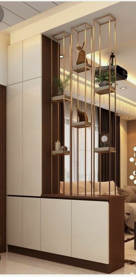 This pin about Modern Wall Partition Ideas Trends 2023 | Partition Wall Design Living Room | Home Decor Modern Partition, Modern Partition Walls, Room Partition Wall, Wall Partition Design, Wooden Partitions, Living Room Divider, Hall Interior Design, Convertible Furniture, Hall Interior