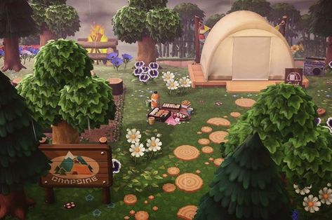 Acnh Campsite Design Codes, Acnh Campsite Inspiration, Acnh Outlander, Animal Crossing Campsite Ideas, Animal Crossing Campsite, Acnh Campsite, Campsite Ideas, Animal Crossing Pc, Acnh Paths