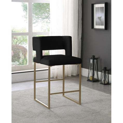 Velvet Dining Chair, Leather Counter Stools, Black Bar Stools, Meridian Furniture, Counter Height Stools, Counter Bar Stools, Velvet Dining Chairs, Kitchen Bar Stools, Counter Stool