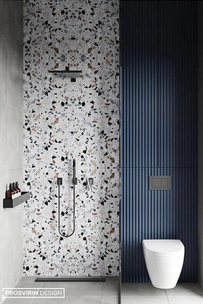 Terrazzo Decor, Small Toilet Design, Terrazzo Bathroom, Bilik Air, Bad Inspiration, Small Toilet, Toilet Design, Bathroom Trends, Interior Design Magazine