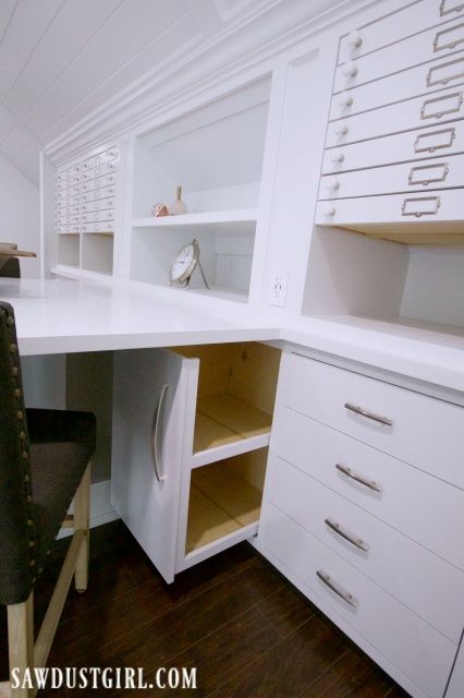 Basement Storage Cabinets, Ultimate Craft Room, Basement Craft Rooms, Craft Room Desk, Craft Storage Cabinets, Sawdust Girl, Sewing Station, Travel Tattoos, Restoration Hardware Baby