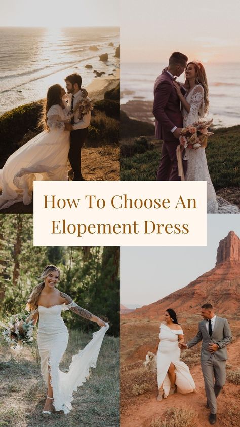 Destination Elopement Dress, Outdoor Elopement Dress, Elopement Dress Ideas, Elopement Ideas Dress, Desert Wedding Dress, Elopement Tips, Spring Elopement, Dress Tips, Elopement Wedding Dresses