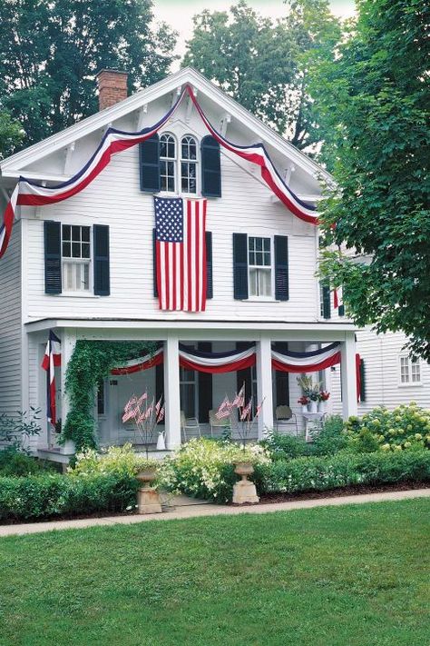 Of course, there's the classic way to show off your flag – hanging it on the front of your house. Unusual Houses, Forth Of July, Architectural Sketches, Toyo Ito, Independance Day, American Flags, 4th Of July Celebration, Home Of The Brave, 4th Of July Decorations