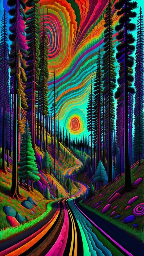 Psydelic Art Aesthetic, Psycodelic Drawings, Pyschedelica Aesthetic, Physicadelic Art, Psycaledic Art Wallpaper, Psycodelic Aesthetic, Psychodelisch Art, Trippy Forest, Trippy Pictures