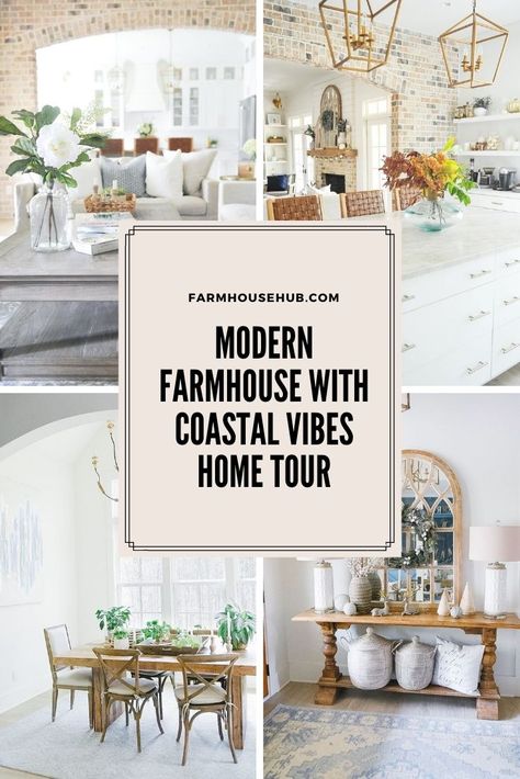 modern farmhouse with coastal vibes decor Costal Farmhouse, Coastal Modern Farmhouse, Modern Coastal Farmhouse, Coastal Farmhouse Kitchen, Coastal Farmhouse Style, Coastal Farmhouse Decor, Modern Coastal Decor, Farmhouse Interior Design, Coastal Interiors Design