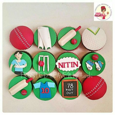 Cricket Theme Cupcakes, Cricket Cupcakes, Cricket Birthday Cake, Cricket Party, Cricket Cake, Anniversary Plans, Cake For Men, Cake Book, Theme Cupcakes