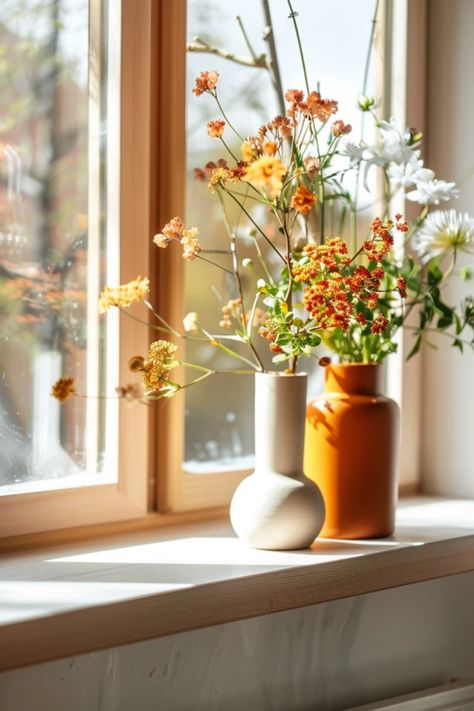 Spruce up your kitchen with these creative window sill ideas that add charm and personality! Whether you're looking to showcase your favorite herbs, plants, or decorative pieces, these tips will help you create a warm and inviting atmosphere. Experiment with colors and styles that match your kitchen decor. From elegant vases to rustic planters, find the perfect balance of function and aesthetics. Your window sill can transform from dull to delightful with just a few special touches – let's get inspired! Living Room Window Sill Decor, Windowsill Decor Living Room, Decorate Window Sill, Kitchen Window Sill Ideas, Window Sill Ideas, Kitchen Window Sill Decor, Diy Kitchen Curtains, Kitchen Window Decor Ideas, Window Sill Plants