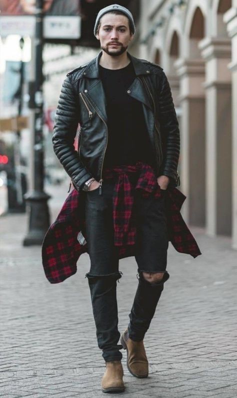 Rocker Outfit Men, Rock T Shirt Outfit, Rocker Style Men, Edgy Outfits Men, Metal Outfit, Rock Style Outfits, Rocker Outfit, Look Grunge, Men Fashion Casual Shirts