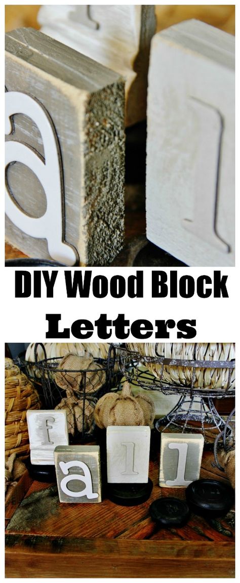 Looking for an easy fall project? These fall letters are made from old pieces of molding and chipboard letters and took 10 minutes to make! thistlewoodfarms.com Fall Letters, Wooden Block Letters, Wood Block Crafts, Letter Decoration, Block Letters, Block Craft, Scrap Wood Projects, Diy Holz, Wood Crafts Diy