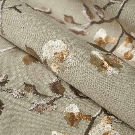 Elegant Asian inspired floral embroidered on a cotton look. Available to the interior design trade through www.fabricut.com. Floral Fabric Prints, Fabricut Fabric, Kaftan Design, Curtains Fabric, Color Plate, Trend Fabrics, Beautiful Room, Floral Print Fabric, Drapery Hardware