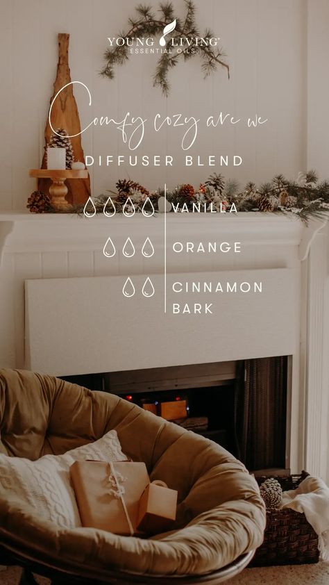 Young Living Holiday Diffuser Blend - comfy cozy are we Young Living Christmas Blends, New Year Diffuser Blends Young Living, November Diffuser Blends Young Living, Young Living Candles Diy, Autumn Diffuser Blends Young Living, Young Living Christmas Diffuser Blends, Young Living Room Spray Recipes, Winter Diffuser Blends Young Living, Young Living Fall Diffuser Blends