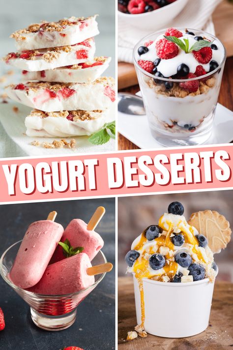 These yogurt desserts put a healthy spin on your favorite sweets! From cheesecake to brownies to cake, whip up these nutritious treats you can feel good about. Yogurt Dessert Recipes Healthy, Yogurt Dessert Recipes, Yogurt Desserts, Sugar Free Yogurt, Yoghurt Recipe, Healthy Dessert Options, Yogurt Dessert, Healthy Yogurt, Dessert Simple