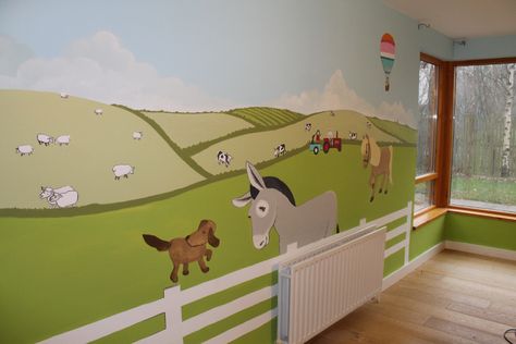 Farm Wall Mural, Annie Play, Farm Mural, Farm Classroom, Wall Murals Diy, Diy Mural, Kids Room Murals, Baby Wall, Farm Baby