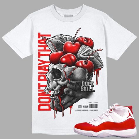 Cherry 11s, Jordan 11 Cherry, Jordan Sneaker, Blue Jordans, Sneaker Tee, Jordan 11 Retro, Matching Jordans, Red Sneakers, Fashion People