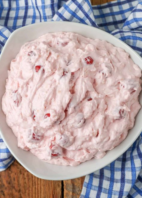 Cherry Fluff Salad, Whipped Topping Recipe, Fluff Salads, Rhubarb Dump Cakes, Coconut Pecan Cookies, Cherry Fluff, Old Fashioned Cherries, Pineapple Fluff, Rhubarb Bars