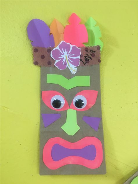 Luau Theme Classroom: Tiki Man Craft Luau Arts And Crafts, Preschool Tropical Crafts, Hawaiian Luau Party Activities, Hawaiian Games Activities, Luau Toddler Crafts, Hawaiian Luau Crafts For Kids, Luau Preschool Crafts, Luau Party Ideas Classroom, Hawaiian Party Crafts For Kids