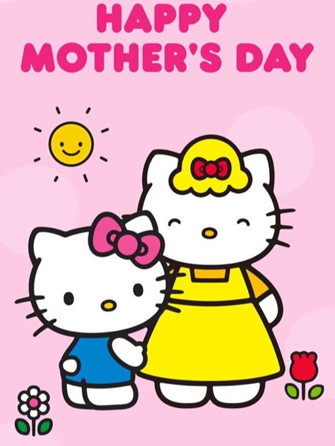 Hello Kitty Mothers Day Drawing, Happy Mothers Day Hello Kitty, Sanrio Mothers Day Card, Cute Things To Draw For Mothers Day, Mother’s Day Cute Drawing, Mother’s Day Cartoon, Hello Kitty Mothers Day Card, Happy Mother Day Drawing, Mother Days Drawings