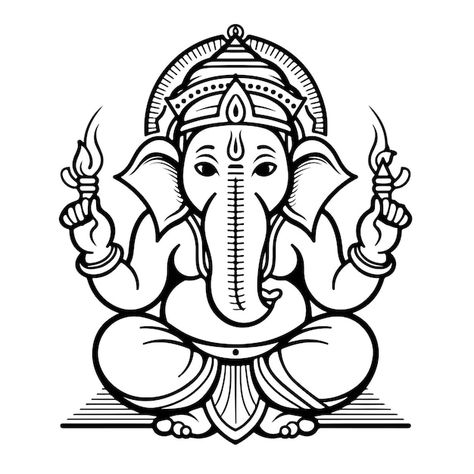 Sketch hand drawn single line art colori... | Premium Vector #Freepik #vector #ganpati #lord-ganesha #ganesh-chaturthi #ganesha-chaturthi Mehndi Classes, Tracing Patterns, Ganesha Sketch, Ganesh Festival, Shadi Card, Ganesha Drawing, Thanksgiving Clipart, Elephant Coloring Page, Wedding Drawing