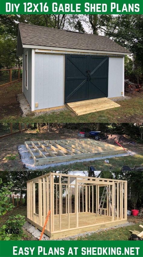 How To Build A 10x12 Shed, Shed With Sliding Barn Door, Exterior Barn Doors Sliding Shed, Shed Plans 8x12 Outdoor Storage, Sheds Ideas Backyard, Shed With Loft, Building A Storage Shed, Shed Blueprints, 20x18 Storage Barn