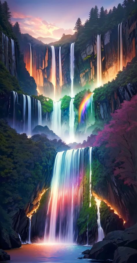 Waterfall Rainbow Waterfall, Waterfall Wallpaper, Butterflies Art, Beautiful Butterflies Art, Beautiful Waterfalls, Butterfly Art, Beautiful Butterflies, Holy Spirit, Butterflies