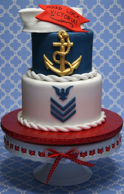 Navy cake Sailor Cake, Navy Cake, Navy Cakes, Military Cake, Red Birthday Cakes, Nautical Cake, Cake Wrecks, Cake Central, Tiered Cake