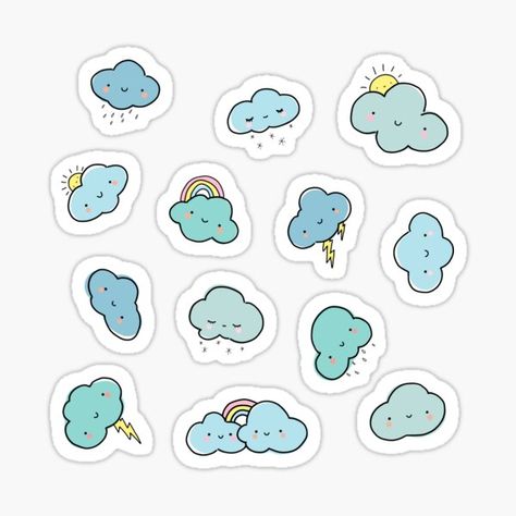 Clouds For Kids, Cloud Stickers, Scrapbook Stickers Printable, Portfolio Web Design, Stickers Printable, Clouds Design, Planner Printables, Digital Stickers, Anime Stickers