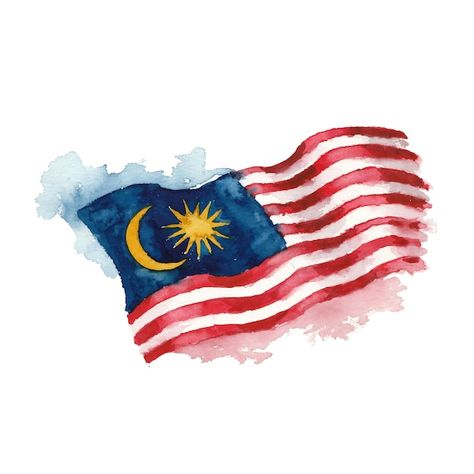 Flag Malaysia Art, Tugu Negara Malaysia Art, Merdeka Malaysia Poster Design, Malaysia Watercolor, Maldivian Flag, Malaysia Illustration, Patriotism Art, Malaysia Poster, Malaysia Art