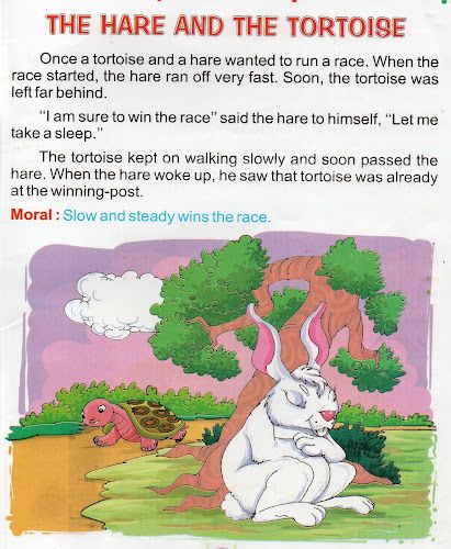 Moral Stories: The Rabbit And The Tortoise Small Story With Moral, The Greedy Dog, Rabbit And Tortoise, Akbar Birbal, Small Stories For Kids, English Moral Stories, Animal Masks For Kids, Very Short Stories, Free Short Stories