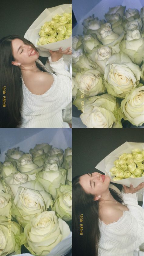 Insta Photo Ideas With Flowers, Photo Poses Ideas Aesthetic, Smelling Flowers Pose, Bouquet Pictures Photo Ideas, Photo Poses With Flowers, Poses With Flowers Bouquets, Bouquet Photoshoot Ideas, Pose With Camera, Poses With Bouquet