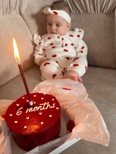 6 months baby 6month Bday Decoration, Half Birthday Cake Ideas, 11 Months Cake Design, Happy 6 Months Cake, Half Year Old Birthday 6 Months, 1/2 Birthday Cake 6 Months Girl, Cake Captions, 2 Month Baby, Half Birthday Cakes