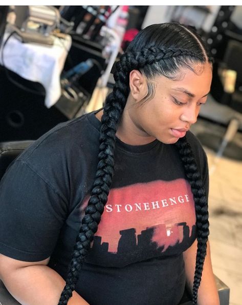 2 Crown Braids With Weave, 2 Cornrows, 2 Cornrow Braids, Two Braids Style, Simple Hairdo, Two Cornrow Braids, 2 Feed In Braids, Two Braid Hairstyles, 2 Braids