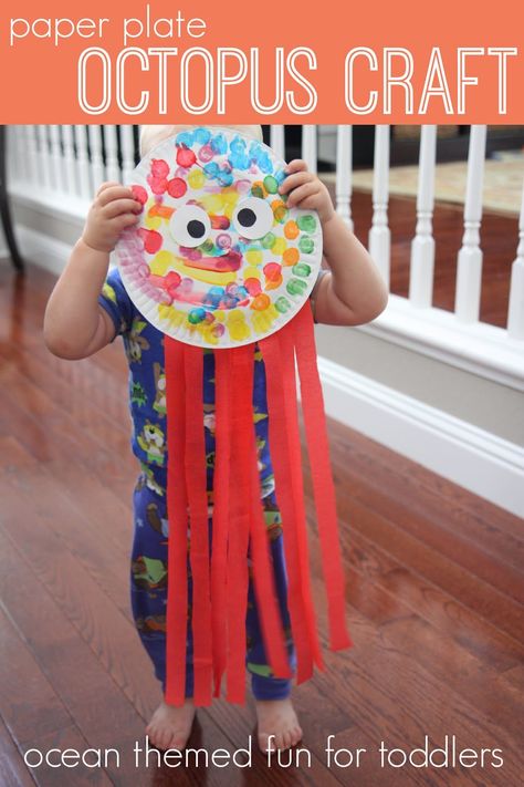 Toddler Approved!: Paper Plate Octopus Craft #preschool #animalcraft #kidscraft Paper Plate Octopus, Octopus Craft, Ocean Theme Crafts, Octopus Crafts, Water Kids, Playful Learning, Water Animals, Ocean Crafts, Daycare Crafts