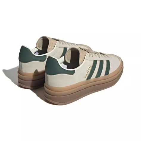 adidas Originals Gazelle Bold "Cream White/Green" Women's Shoe - Hibbett | City Gear North California Outfits, Green Shoes Outfit, Adidas Gazelle Shoes, Campus Adidas, Adidas Gazelle Bold, Gazelle Shoes, Green Platform, Harrods London, Gazelle Bold