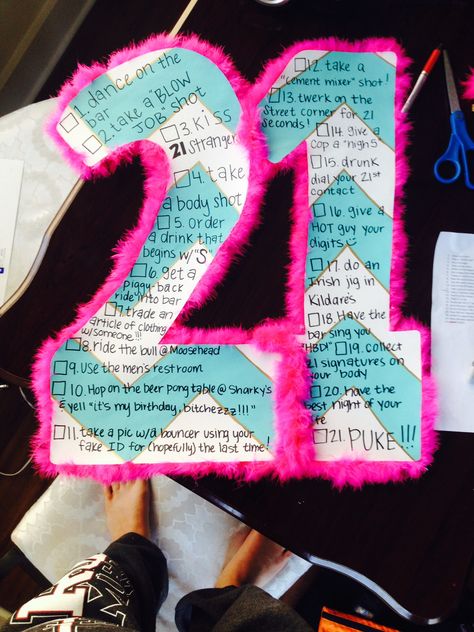 Sabrina's 21st Birthday Sign/checklist! #21 #birthday 21 Birthday Sign Ideas, 21st Birthday Sign Ideas, Birthday Sign Ideas, 21st Birthday Signs Checklist, 21st Birthday List, Birthday Checklist, Checklist Ideas, 21st Birthday Checklist, 21st Birthday Sign