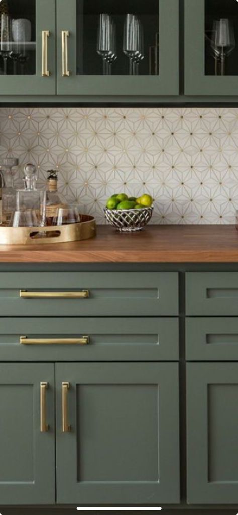 Dark Green Cabinets Gold Hardware, Green Kitchen Brass Hardware, Green Cabinet With Gold Hardware, Green Cabinets Kitchen Gold Hardware, Forest Green And Gold Kitchen, Green Kitchen Cabinets Silver Hardware, Kitchen Hardware Green Cabinets, Green Kitchen Cabinets Brass Hardware, Green Cabinets With Gold Hardware