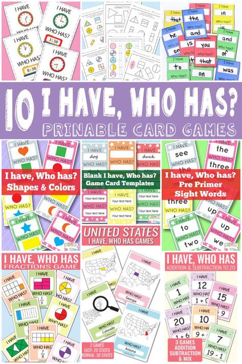 I Have Who Has, I Have Who Has Games Free Kindergarten, I Have Who Has Games Free Preschool, Guess Who Printable Sheets, I Have Who Has Games Free, Printable Card Game Instructions, I Have Who Has Alphabet Game Free, English Games For Kids, Free Printable Games