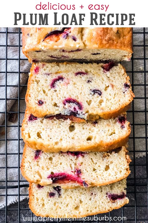 This Plum Loaf Recipe makes a delicious and tender loaf.  Made with fresh plums this bread is sweet, spicy and so scrumptious! Plum Loaf Recipes, Plum Bread Recipe, Plum Loaf, Plum Muffins, Plum Recipes, Comfort Desserts, Fruit Bread, Loaf Recipes, Bread Recipes Sweet