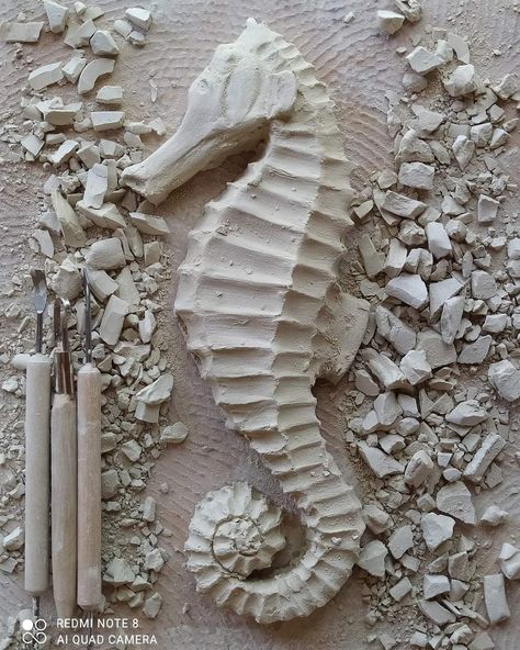 Seahorse Sculpture Clay, Sea Animals Ceramics, Seahorse Pottery, Clay Seahorse, Ceramic Seahorse, Sea Ceramics, Seahorse Sculpture, Seahorse Wall Art, Gcse Art Sketchbook